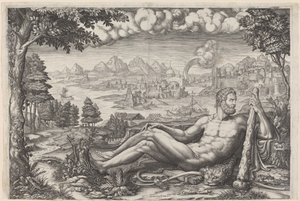 Hercule se reposant de ses travaux - Giorgio Ghisi after Giulio Romano