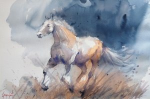 Cheval énergique bleu - Giorgio Gosti