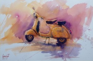 Scooter rétro doré