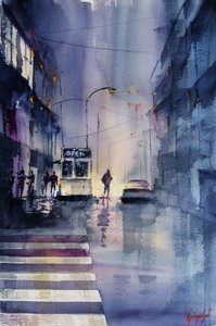 Une nuit pluvieuse en ville - Giorgio Gosti