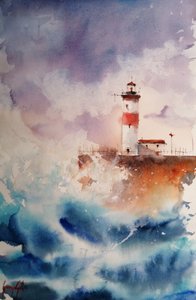 Les vagues déchaînées du phare - Giorgio Gosti