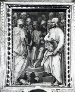 Cosimo de Medici assis parmi les philosophes et artistes dans la Sala di Cosimo il Vecchio