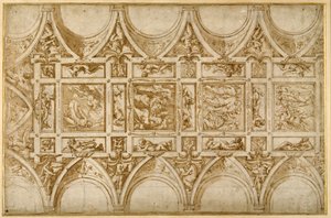 Conception pour le plafond du réfectoire du Collège des Jésuites à Cortona - Giorgio Vasari