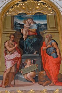 Madone et Enfant entre Saint Jean Baptiste et Saint Jérôme, peinture de Giorgio Vasari, église du monastère de Camaldoli, Camaldoli, Toscane, Italie