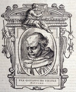 Portrait de Beato Angelico dit Fra Angelico (Guido Di Pietro Da Mugello) 1390-1455, peintre italien. Dans "Vies des meilleurs sculpteurs et architectes italiens" par Giorgio Vasari 1568.