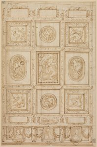 Étude pour une décoration de plafond, avec Rebecca et Éliézer au puits (recto); Étude pour une décoration de plafond (verso) - Giorgio Vasari