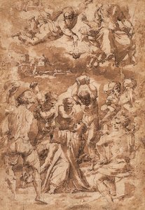 La Lapidation de Saint Étienne, avec la Trinité au-dessus