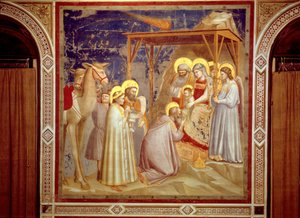 Adoration des Mages, Chapelle des Scrovegni, Padoue, c.1305 (fresque) - Giotto (c.1266 1337)