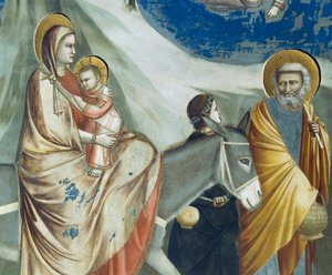 La Fuite en Égypte, détail de La Vie et la Passion du Christ, par Giotto