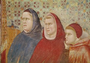 Saint François prêchant un sermon au pape Honorius III, (détail) de trois prélats à droite, vers 1297-99 - Giotto di Bondone