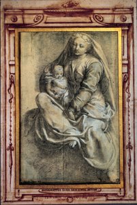 Vierge et Enfant Lavis par Giovanni Antonio Dosi (1533-1610) 16e siècle