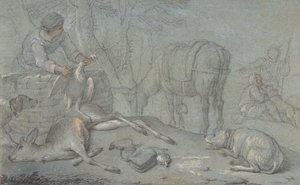 Chasseurs avec gibier mort dans un paysage, 1600-1800