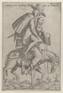Caricature avec deux hommes sur une mule, 1575-99 - Giovanni Ambrogio Brambilla