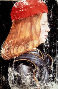Portrait de Maximilien Sforza (1490 - 1530). Miniature par Giovanni Ambrogio De Predis (v. 1455 - 1508). - Giovanni Ambrogio de Predis