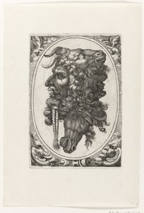 Composition de deux visages, une tête de cheval et une tête de chèvre