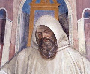 Saint Benoît donne la règle aux moines olivétains (détail)
