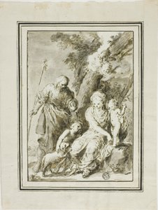 Sainte Famille et Saint Jean-Baptiste - Giovanni Antonio Burrini
