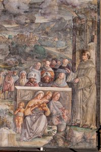 Saint Antoine arrivant à Padoue, où il rétablit la paix entre les citoyens par la force et la douceur de sa prédication (détail) - Giovanni Antonio Corona