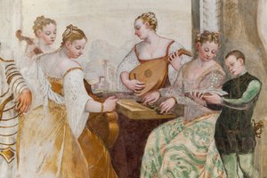 Jeune garçon et dames de cour, détail du Concert, Salle principale, c.1570 - Giovanni Antonio Fasolo