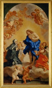 Une bienheureuse abesse recevant la communion des mains du Christ - A nun receives communion from the hands of Christ ... - Giovanni Battista (1639-1709) Gaulli