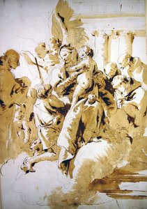 Madone et enfant avec anges, saints et l