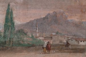 Palazzina : vue de la première salle et de ses fresques représentant des épisodes de l