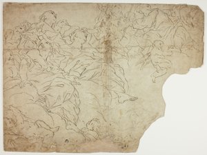 Saints, ou figures allégoriques et putti sur des nuages