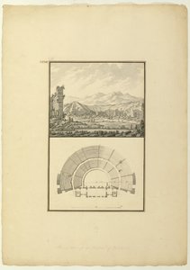 Vue et Plan du Théâtre de Hiérapolis (maintenant Pamukkale), c.1750