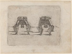 Deux Figures Cubiques avec leurs Mains au Sol - Giovanni Battista Bracelli