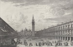 Piazza San Marco vers la Basilique et le Campanile, 1763 - Giovanni Battista Brostoloni