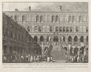 Le Doge couronné sur la Scala dei Giganti du Palais des Doges, 1763-1766