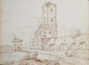 Figures devant un aqueduc