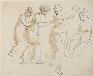 Une nymphe assise et trois nymphes dansantes - Giovanni Battista Cipriani