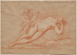 Nu allongé avec Cupidon