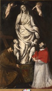 Saint François et le Bienheureux Charles Borromée en prière devant la statue de Notre-Dame à San Celso à Milan, c.1610