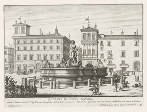 Fontana del Moro sur la Piazza Navona à Rome - Giovanni Battista Falda