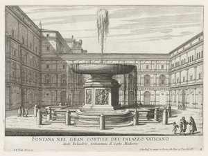 Fontaine dans la Cour du Belvédère au Vatican (série des fontaines de Rome)