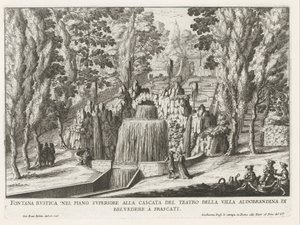 Fontaine dans les jardins de la Villa Aldobrandini à Frascati - Giovanni Battista Falda