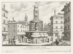 Fontaine sur la Piazza Giudia à Rome - Giovanni Battista Falda