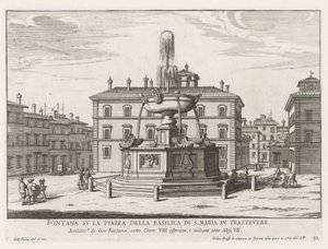 Fontaine sur la Piazza Santa Maria in Trastevere - Giovanni Battista Falda