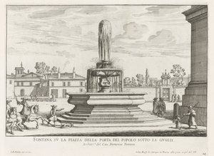 Fontaine sur la Piazza del Popolo à Rome - Giovanni Battista Falda