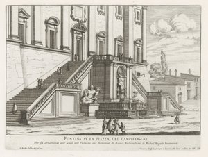 Fontaine devant le Palazzo Senatorio sur le Capitole à Rome