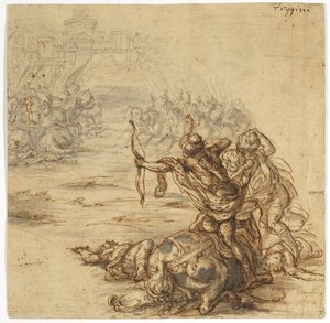 Scène de bataille devant une ville fortifiée, XVIIe siècle - Giovanni Battista Foggini