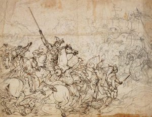 Scène de bataille avec éléphants et orientaux - Giovanni Battista Foggini