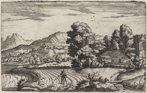 Paysage montagneux avec la parabole du semeur - Giovanni Battista Fontana