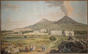 Les pentes du Vésuve depuis Portici avec vue sur le palais Bourbon - Giovanni Battista Lusieri