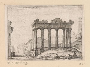 Vestiges du Temple de Saturne sur le Forum Romain à Rome (Verto la Consolatione, Vues de Rome, Alcune vedute et prospettive di luoghi dishabitati di Roma)