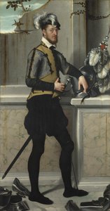 Un chevalier avec son casque de joute Il Cavaliere dal Piede Ferito, Conte Faustino Avogadro, vers 1554 - Giovanni Battista Moroni