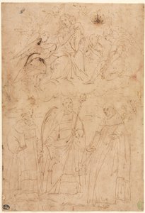 Madone et Enfant en gloire au-dessus de trois saints, vers 1570