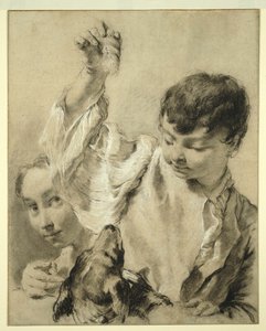 Giacomo nourrit un chien